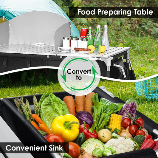 Portable Camp Kitchen and Sink Table