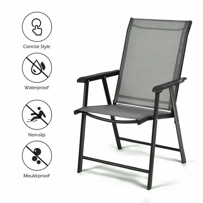 Set of 2 Outdoor Patio Folding Chairs-Gray