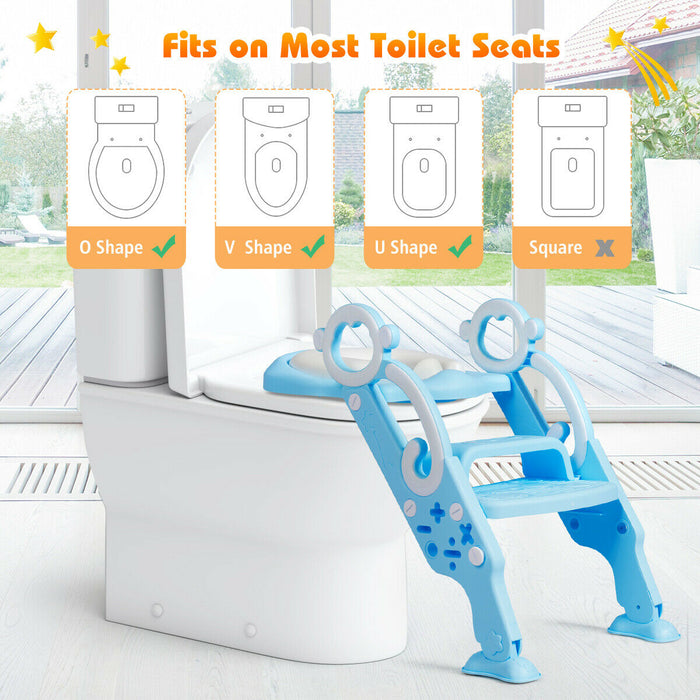 Adjustable Foldable Toddler Toilet Training Seat Chair-Blue