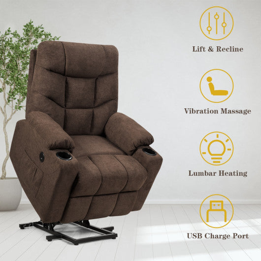 Electric Power Lift Recliner Massage Sofa-Brown