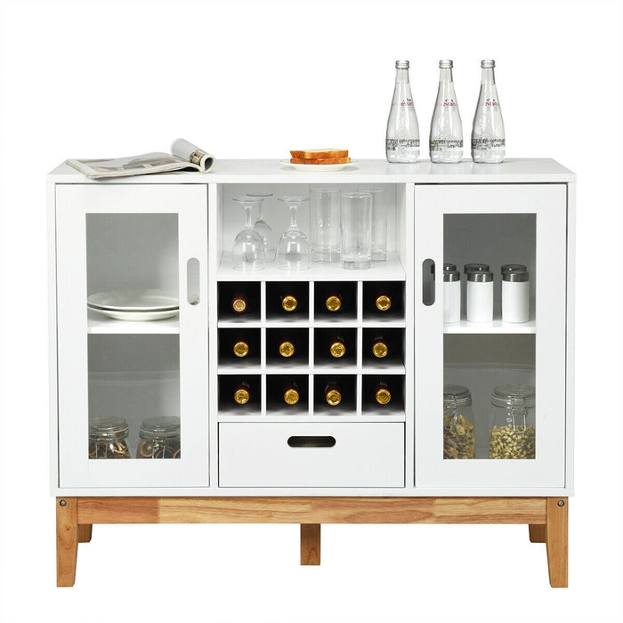 Wood Wine Storage Cabinet Sideboard Console Buffet Server-White