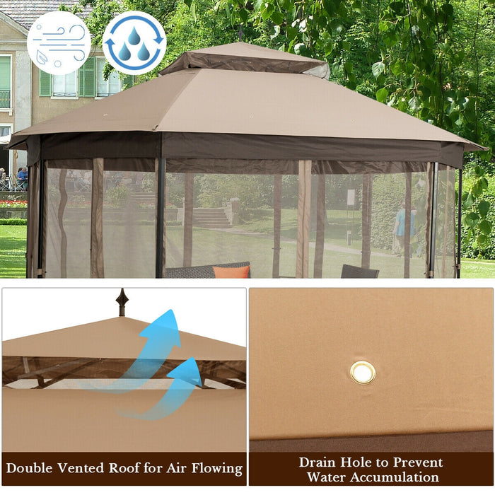 10â€™x 12â€™ Octagonal Patio Gazebo-Brown