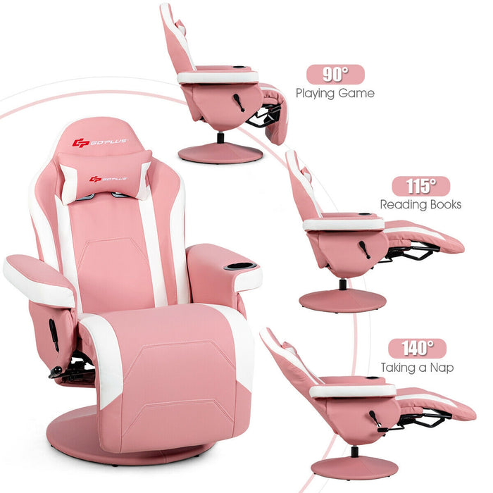 Ergonomic High Back Massage Gaming Chair with Pillow-Pink