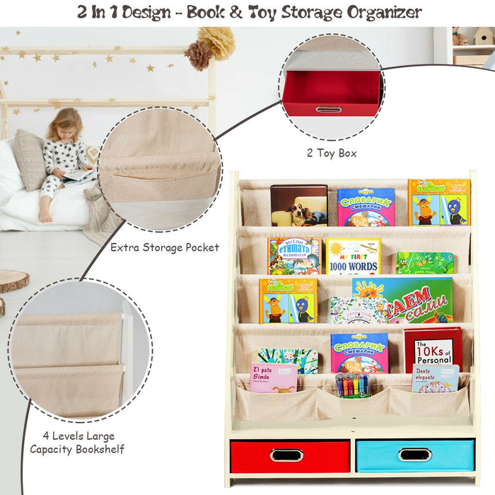 Kids Book and Toys Organizer Shelves-Beige