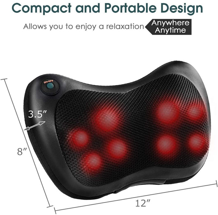 Shiatsu Pillow Massager with Heat Deep Kneading for Shoulder  Neck and Back