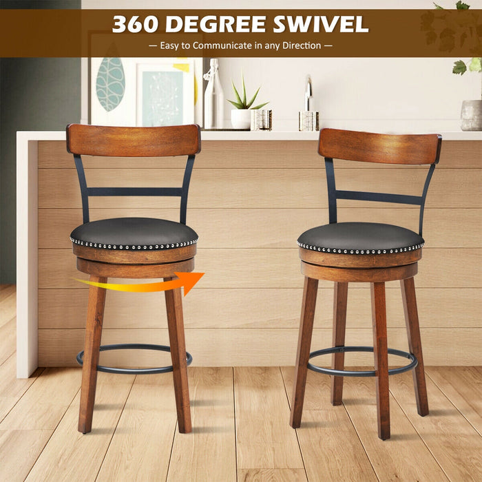 25.5 Inch 360-Degree Bar Swivel Stools with Leather Padded