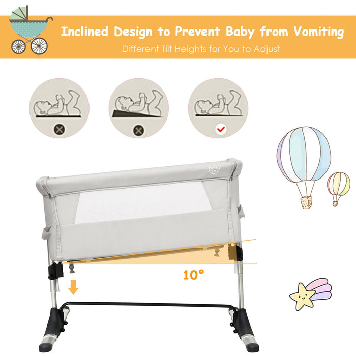 Travel Portable Baby Bed Side Sleeper  Bassinet Crib with Carrying Bag-Beige