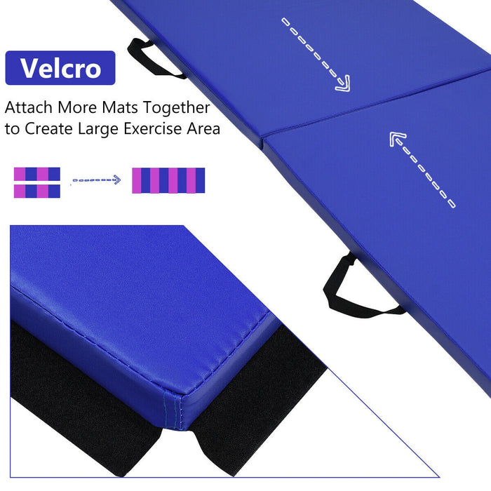 6 x 2 Feet Gymnastic Mat with Carrying Handles for Yoga-Blue