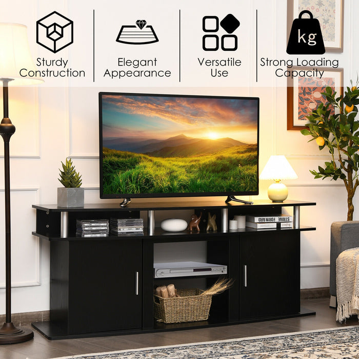 63 Inch TV Entertainment Console Center with 2 Cabinets-Black