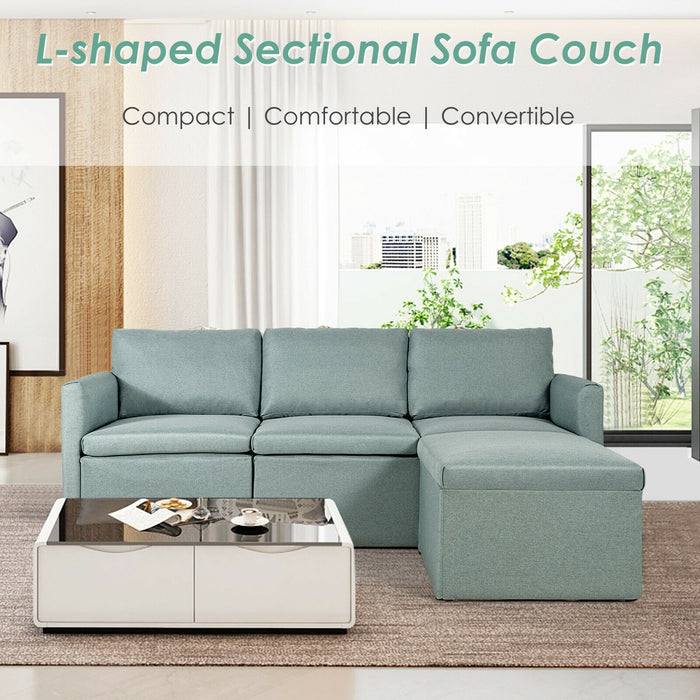 Convertible L-Shaped Sectional Sofa Couch with Reversible Chaise-Green