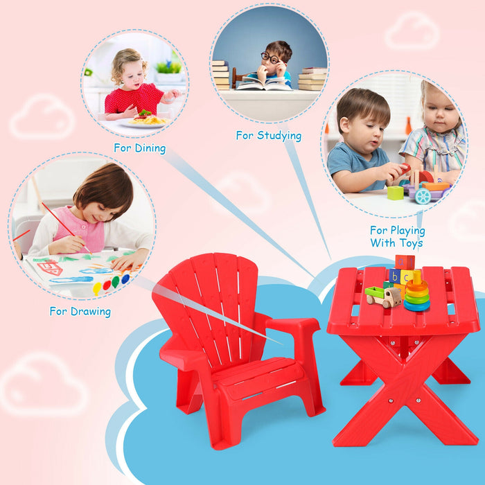 3-Piece Plastic Children Play Table Chair Set-Red