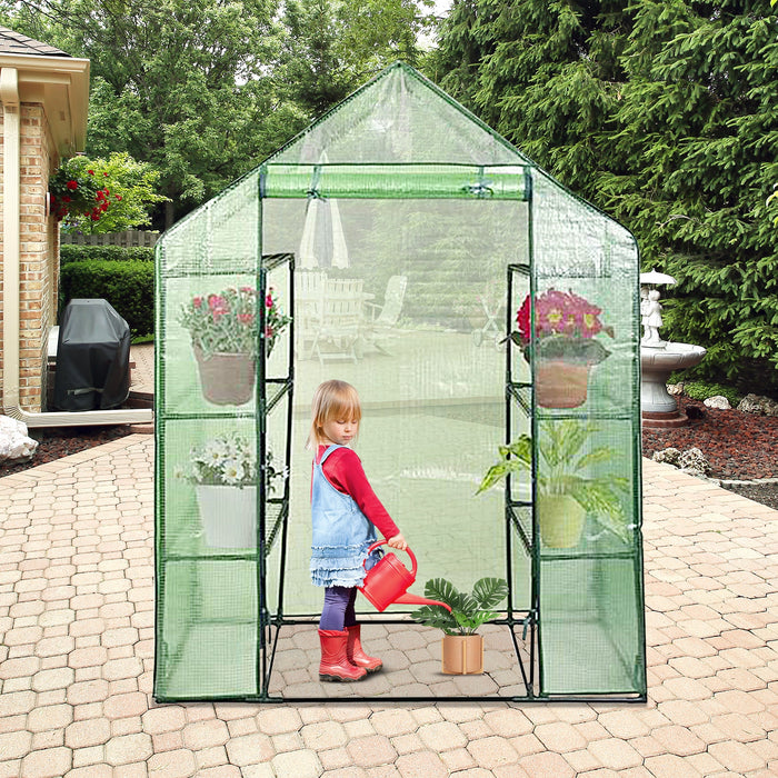 Portable 4 Tier Walk-in Plant Greenhouse with 8 Shelves