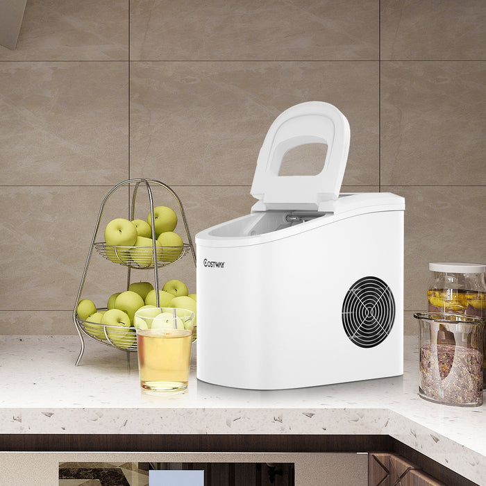 Mini Portable Compact Electric Ice Maker Machine-White