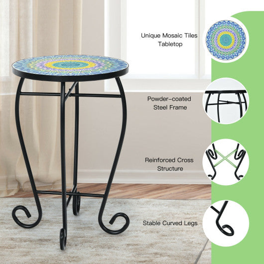 Folding Mosaic Side Table for Living Room