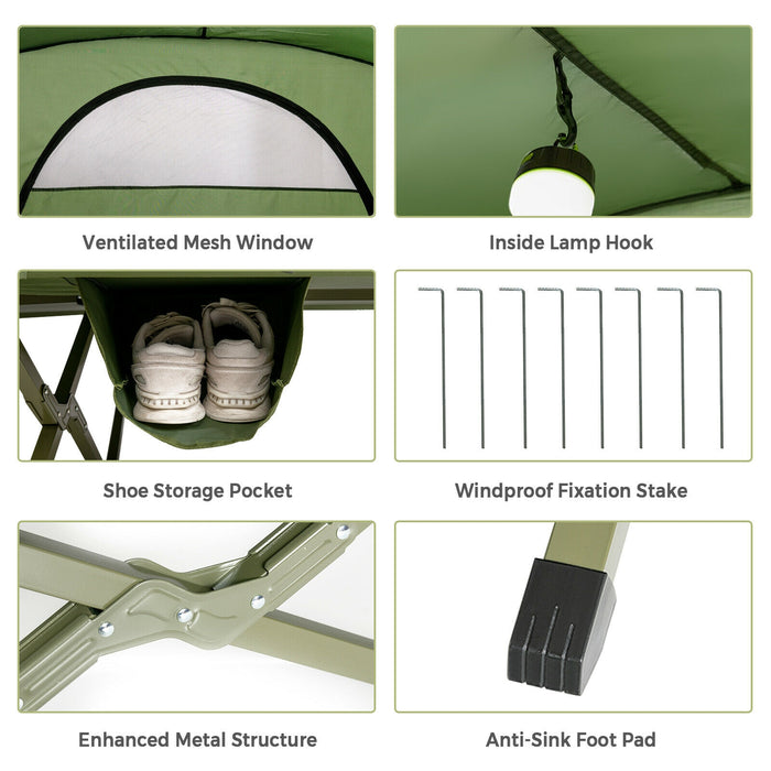 2-Person Outdoor Camping Tent with External Cover-Green