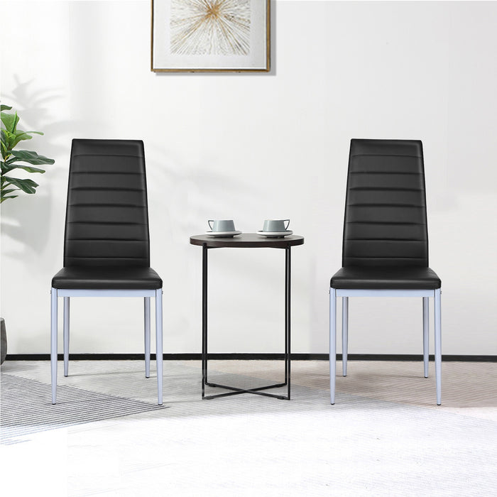 4 pcs PVC Leather Dining Side Chairs Elegant Design -Black