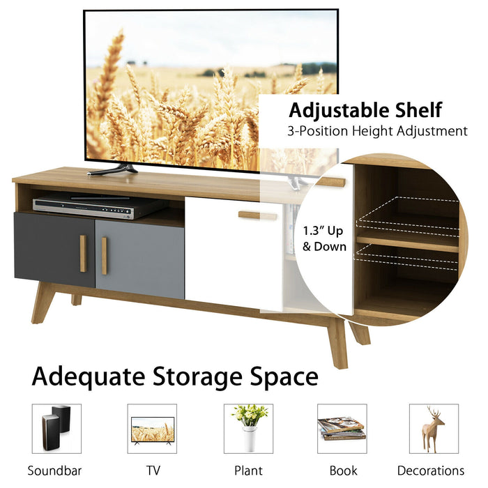 65 Inch TV Stand with 3 Storage Cabinets and 3 Open Shelves for Living Room