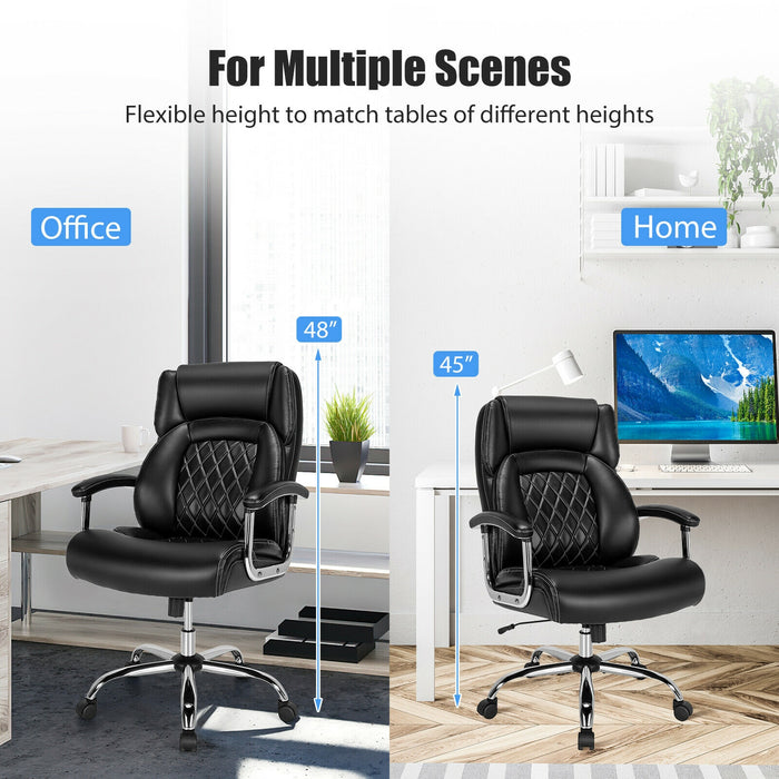 Height Adjustable Big and Tall Office Chair Computer Desk Chair with Metal Base-Black