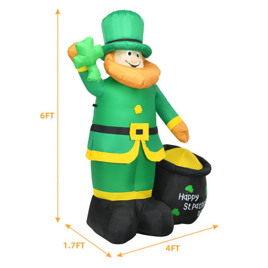 Patrickâ€™s Day Inflatable Leprechaun for for Yard and Lawn-6 ft