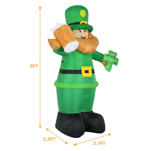 Patrickâ€™s Day Inflatable Leprechaun for for Yard and Lawn-8 ft