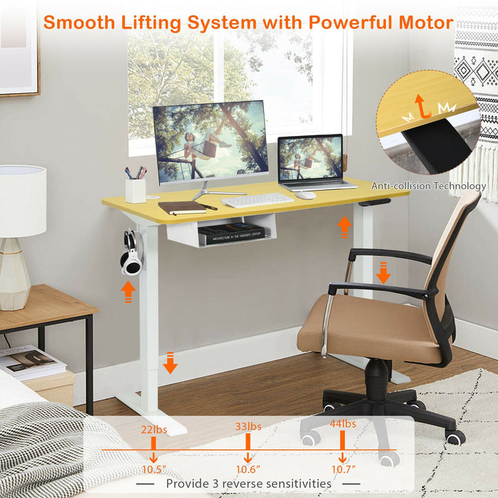 48-Inch Electric Standing Adjustable Desk with Control Panel and USB Port-Natural