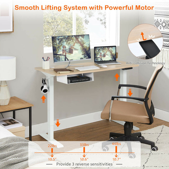 48 Inches Electric Standing Adjustable Desk with Control Panel and USB Port-Beige