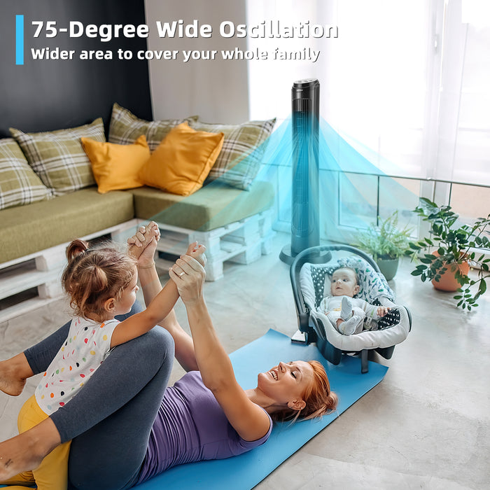 40 Inch Tower Fan with Remote 75Ëš Oscillating Fan with 3 Wind Modes and 4 Wind Speeds-Black