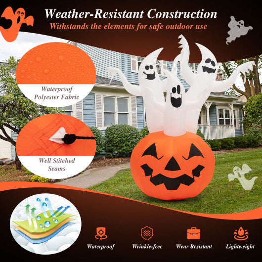 6 Feet Inflatable Halloween Ghosts with Pumpkin Decor and Rotating Lamp