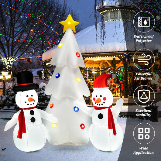 Inflatable Christmas Double Snowmen Decoration with Built-in Rotating LED Lights