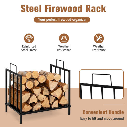 Decorative Steel Firewood Log Holder with Handle