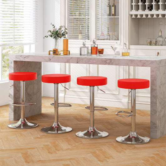 1 PC Round Bar Stool Adjustable Swivel Pub Chair-Red