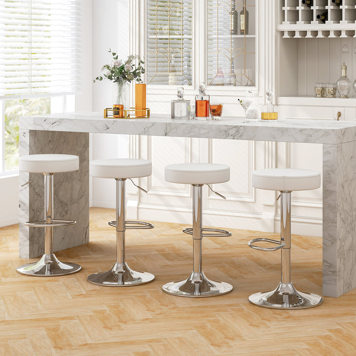 1 PC Round Bar Stool Adjustable Swivel Pub Chair-White