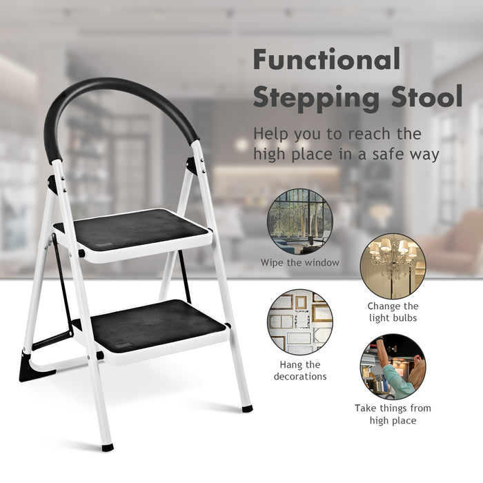 2.75 Feet Folding Step Stool with Iron Frame and Anti-Slip Pedals