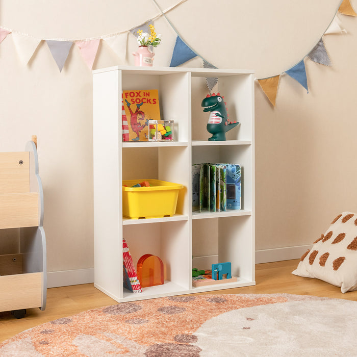 6-Cube Bookshelf 4-Tier Floor Display Shelf-White