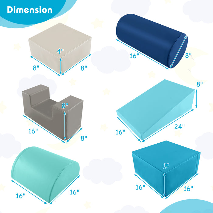 6 Pieces Foam Climbing Blocks Indoor Climb and Crawl Activity Playset with Rectangles-Navy