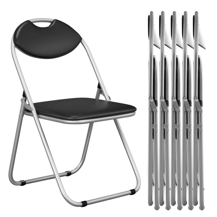 6 Pieces U-Shape Folding Chairs with Hollow Handle