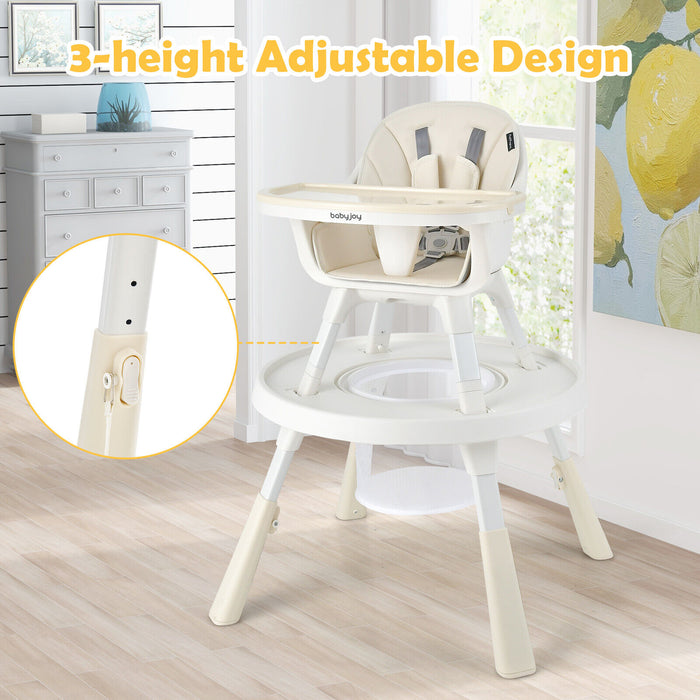 6-in-1 Baby High Chair Infant Activity Center with Height Adjustment-Beige