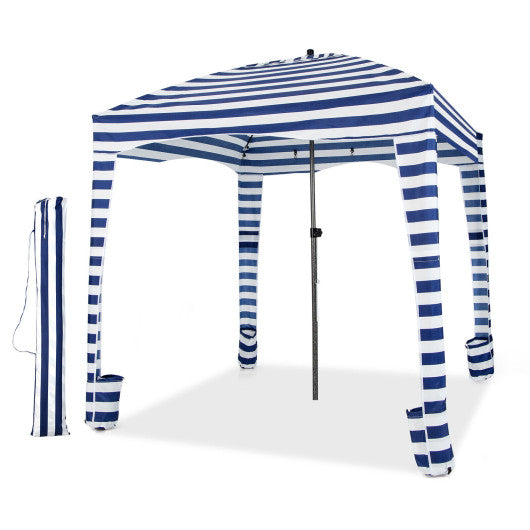 6 x 6 Feet Foldable Beach Cabana Tent with Carrying Bag and Detachable Sidewall