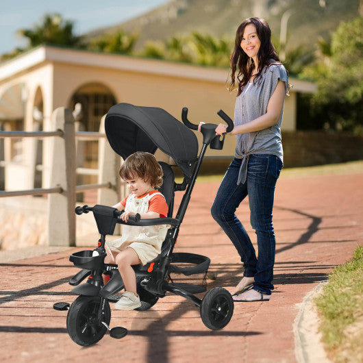 7-in-1 Detachable Baby Stroller with Canopy and Safety Harness-Black