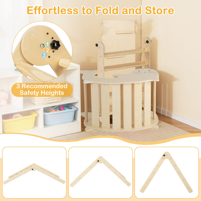 7-in-1 Indoor Climbing Toys for Toddlers with Reversible Ramp-Natural