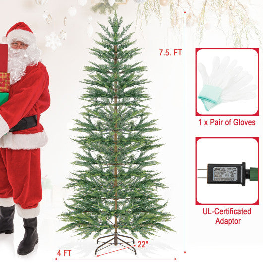 6.5/7.5 Feet Artificial Cypress Christmas Tree Pre-lit Hinged-7.5 ft