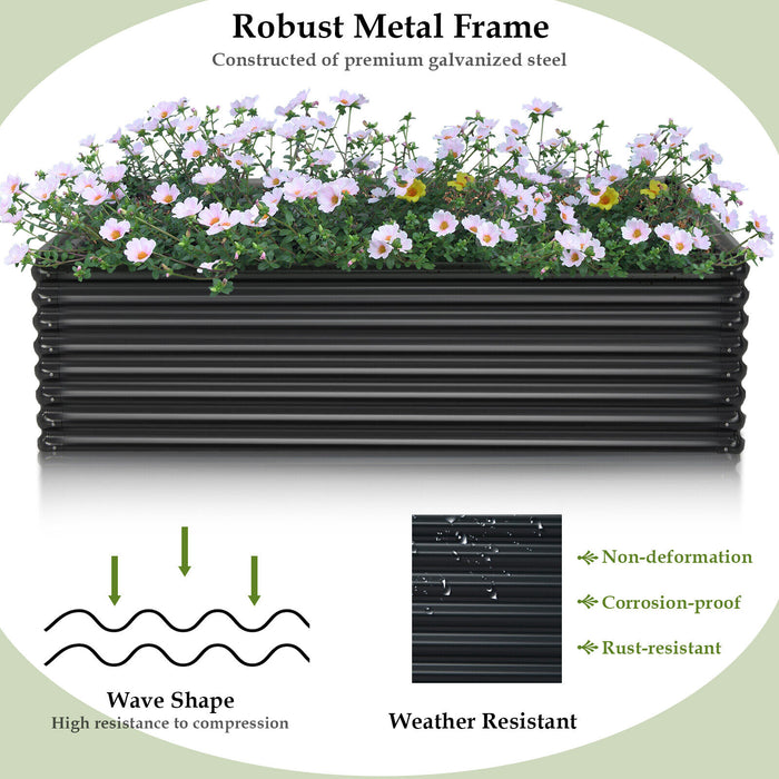 71 Inch Galvanized Metal Raised Garden Bed for Garden Backyard-Dark Gray