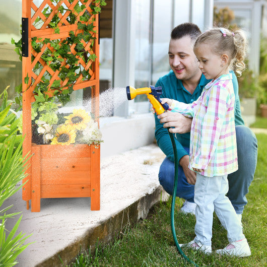 71 Inch Raised Garden Bed with Trellis and Planter Box-Orange