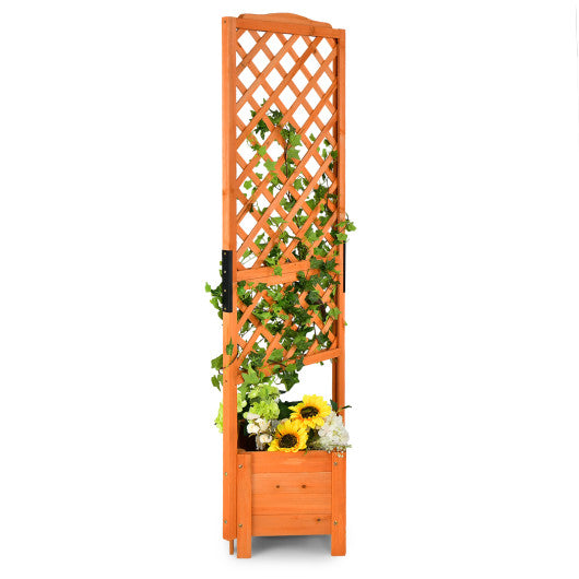 71 Inch Raised Garden Bed with Trellis and Planter Box-Orange