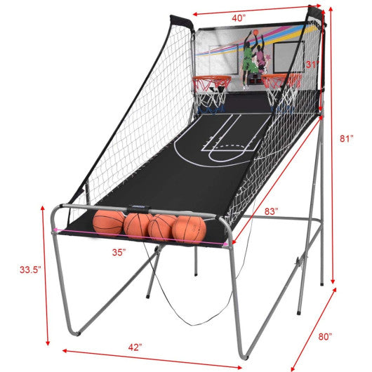 Indoor Double Electronic Basketball Game with 4 Balls-Grey