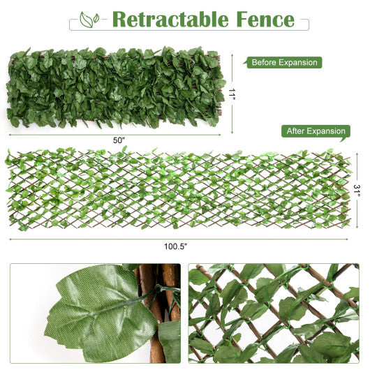 3 Pieces Retractable Artificial Leaf Faux Ivy Privacy Fence Screen Expandable