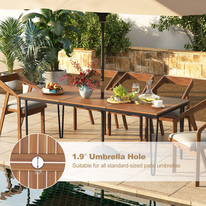 79 Inch 8-Person Outdoor Dining Table with 1.9 Inch Umbrella Hole