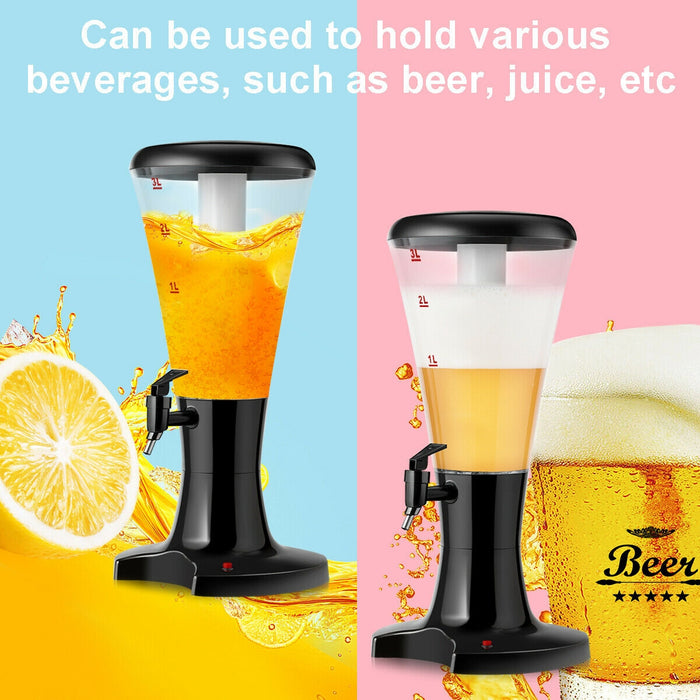 Set of 2 3L Draft Beer Tower Dispenser with LED Lights