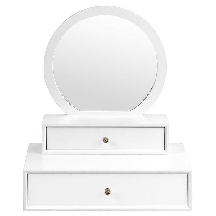 Makeup Dressing Wall Mounted Vanity Mirror with 2 Drawers