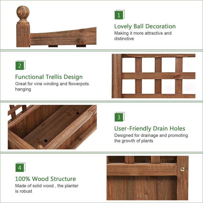 Wood Planter Box with Trellis Weather-resistant Outdoor